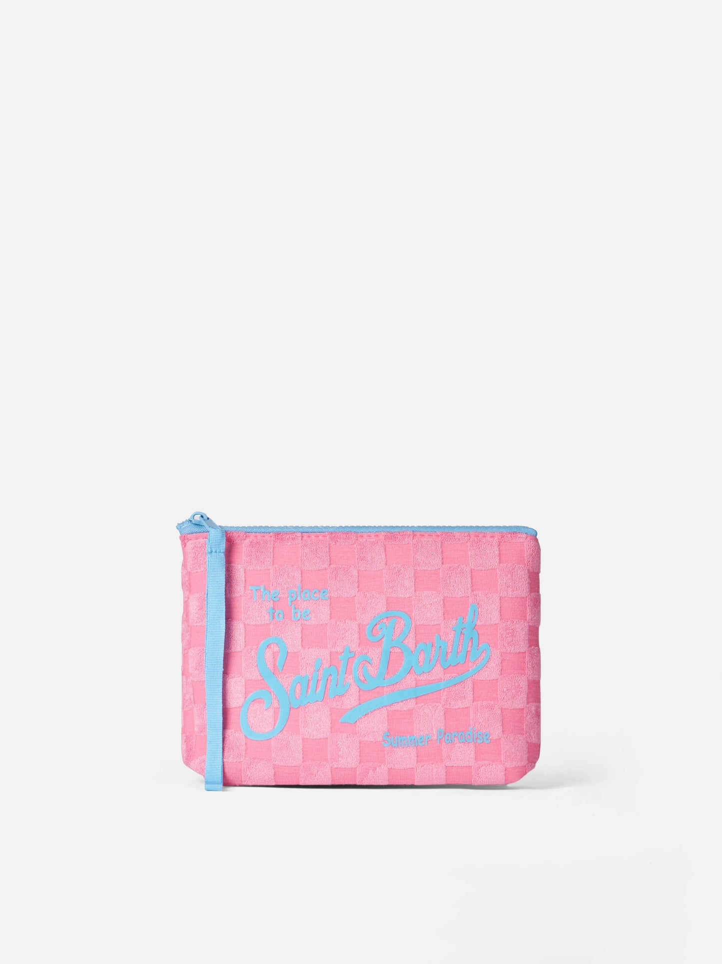Aline pink terry pochette with check