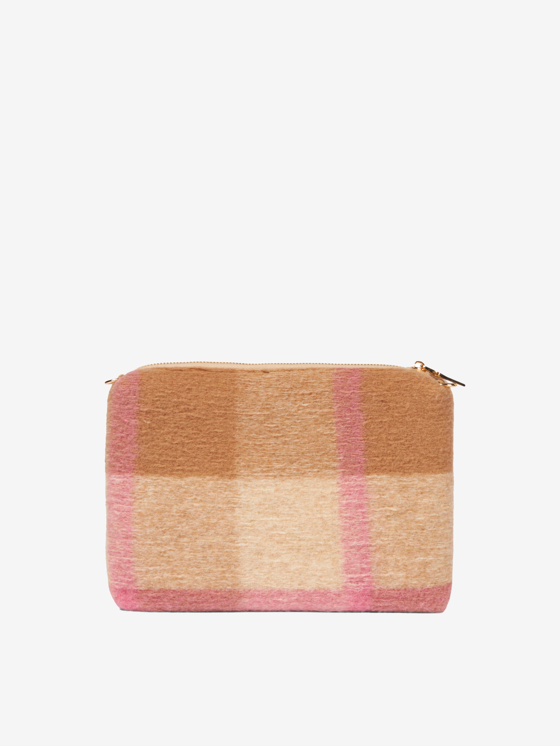 Parisienne blanket crossbody pouch bag with pink and beige tartan pattern - MC2 Saint Barth