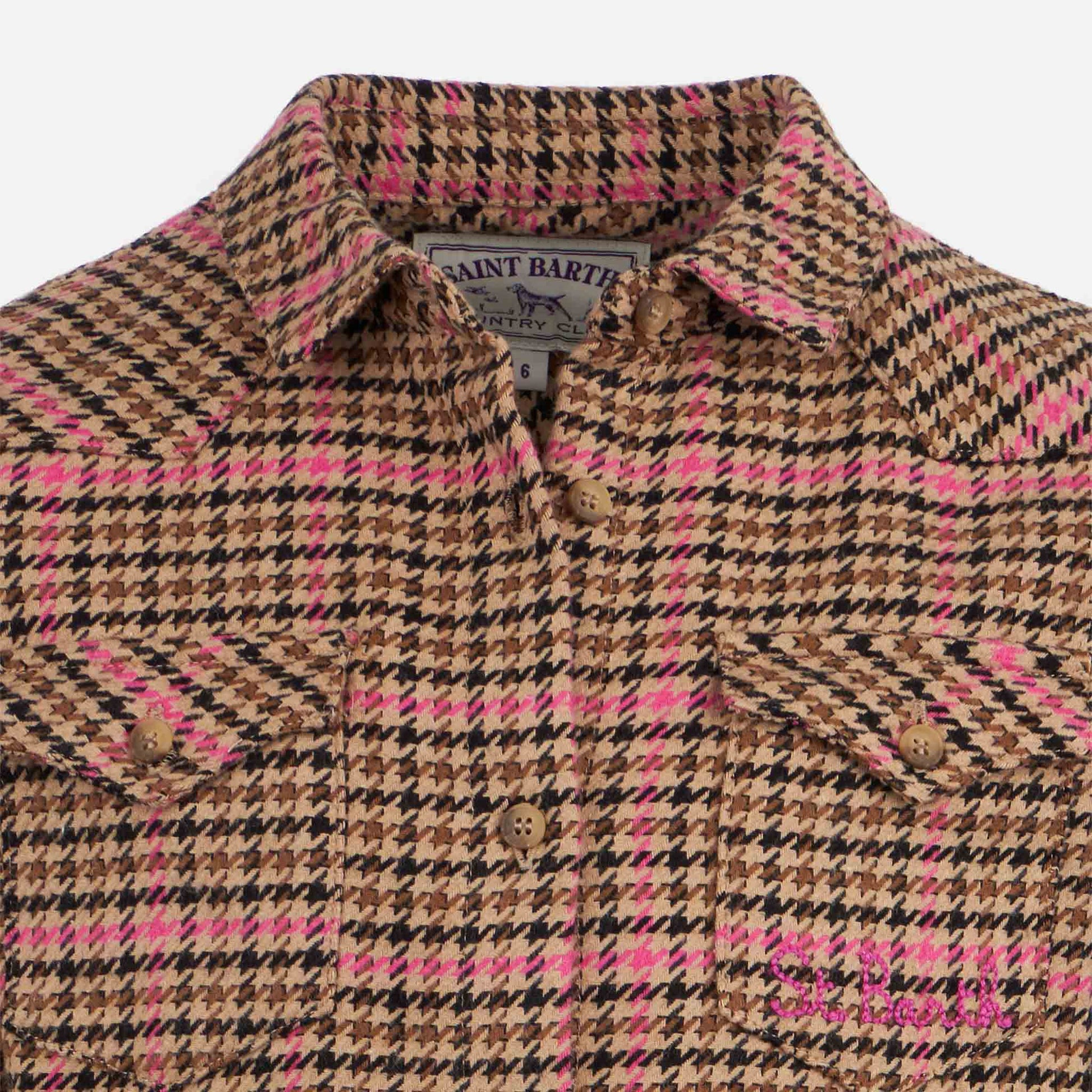 Girl overshirt with pied de poule print - MC2 Saint Barth