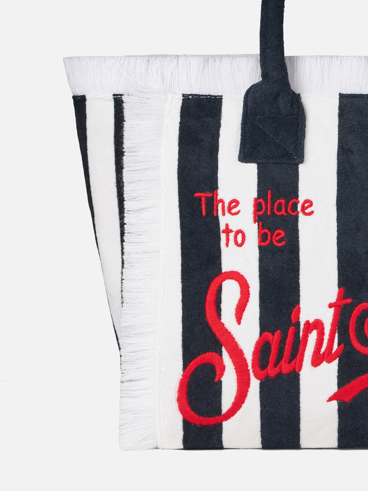 Borsa a spalla Vanity in spugna con ricamo Saint Barth