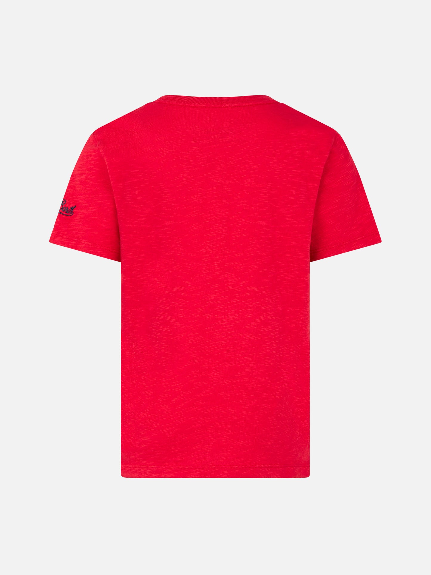 red boy's t-shirt shark rider St Barth print