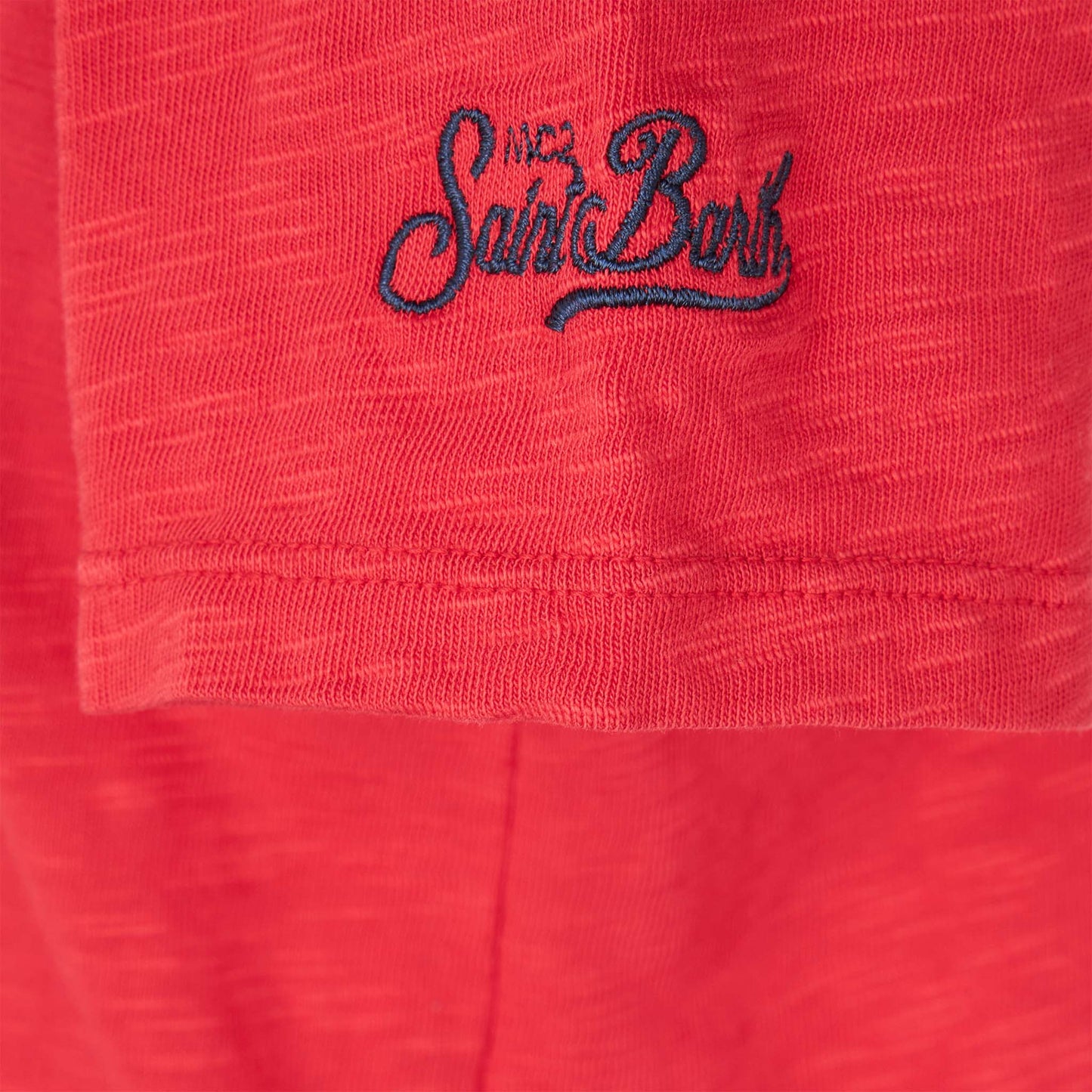 red boy's t-shirt shark rider St Barth print