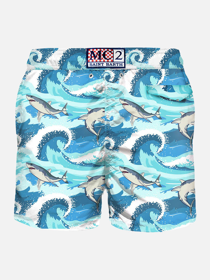 Light fabric man swim shorts sharks print - MC2 Saint Barth