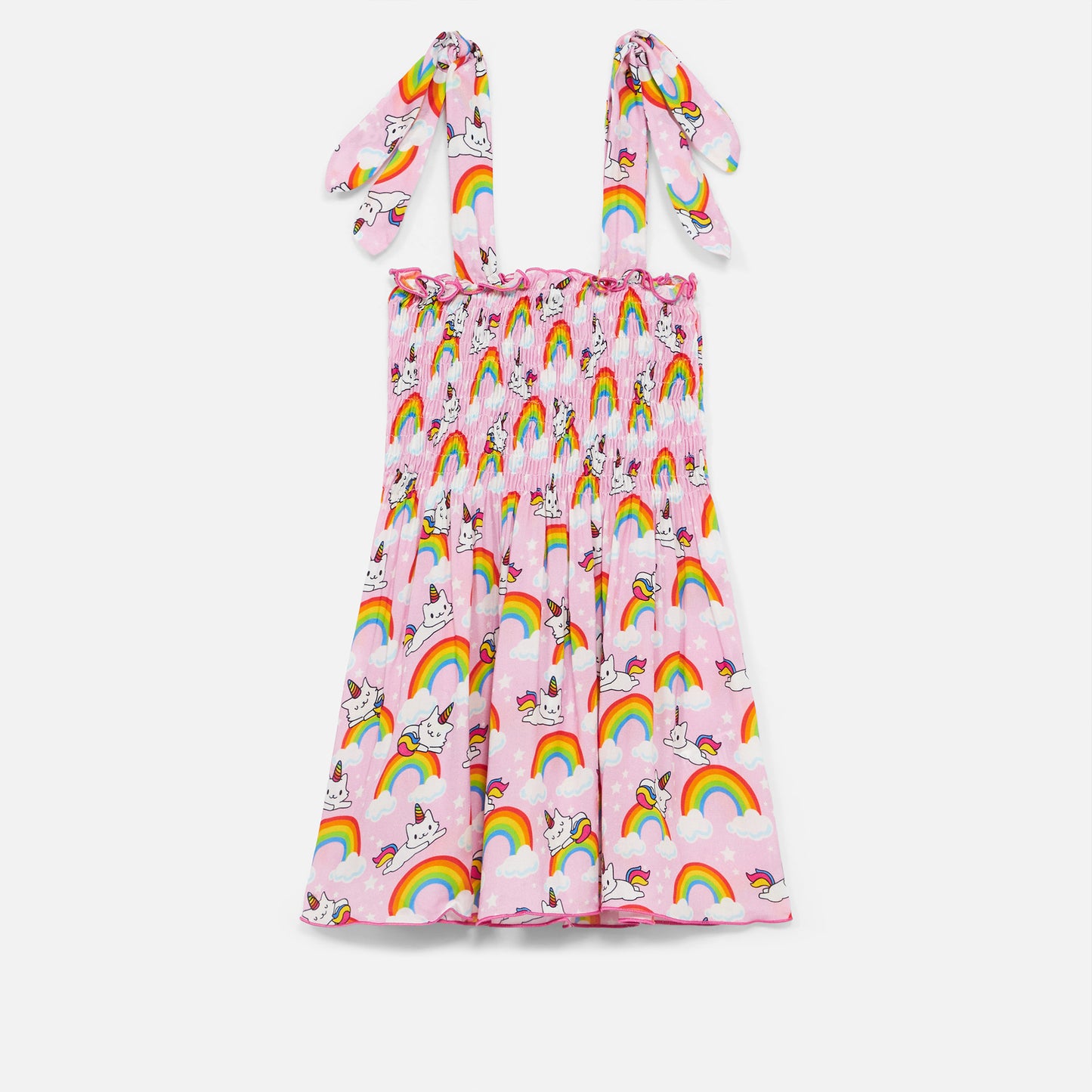 Cotton dress Lola with unicorn cat print