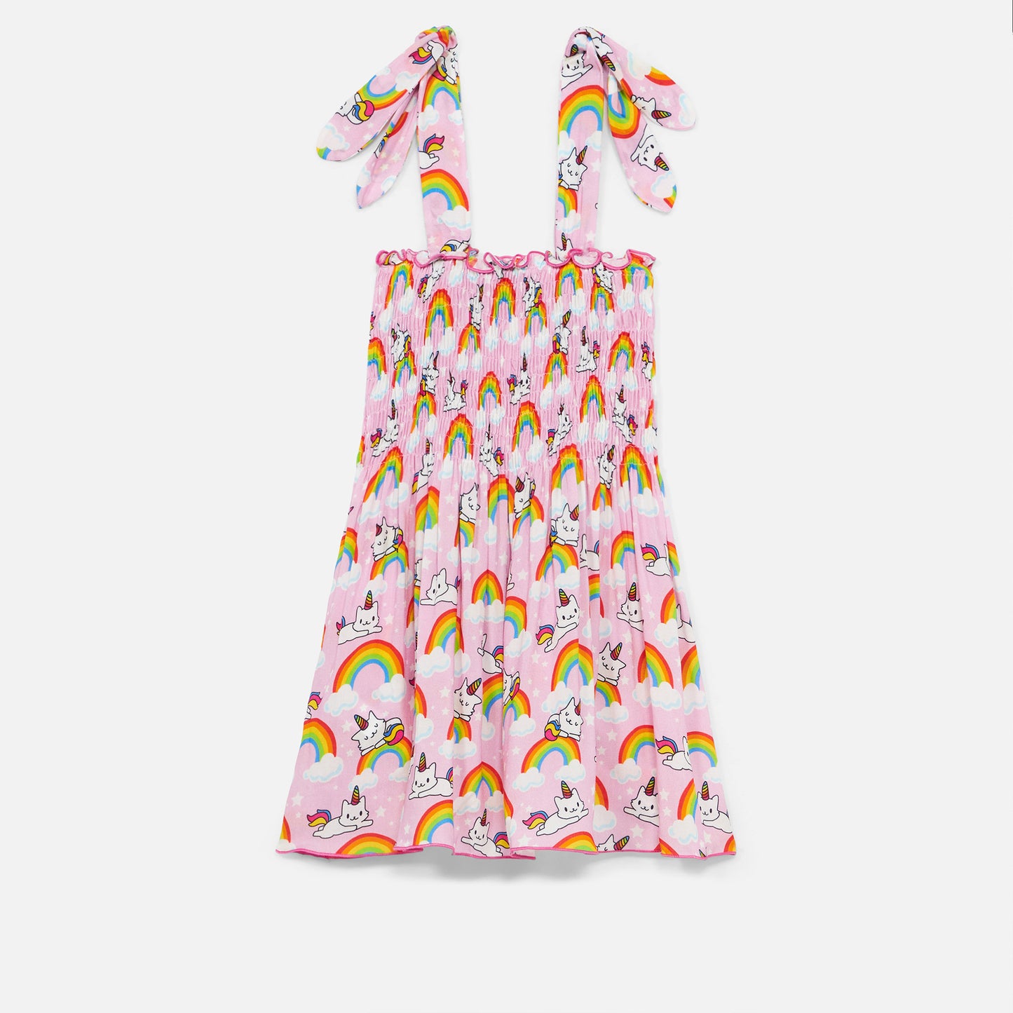 Cotton dress Lola with unicorn cat print