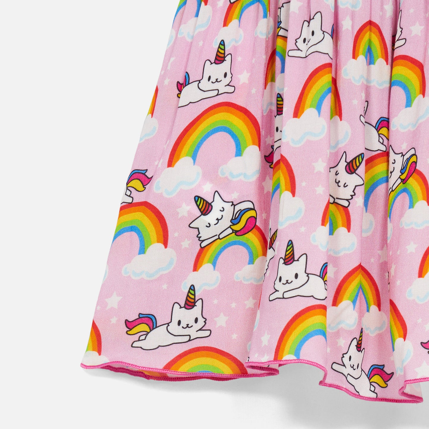 Cotton dress Lola with unicorn cat print