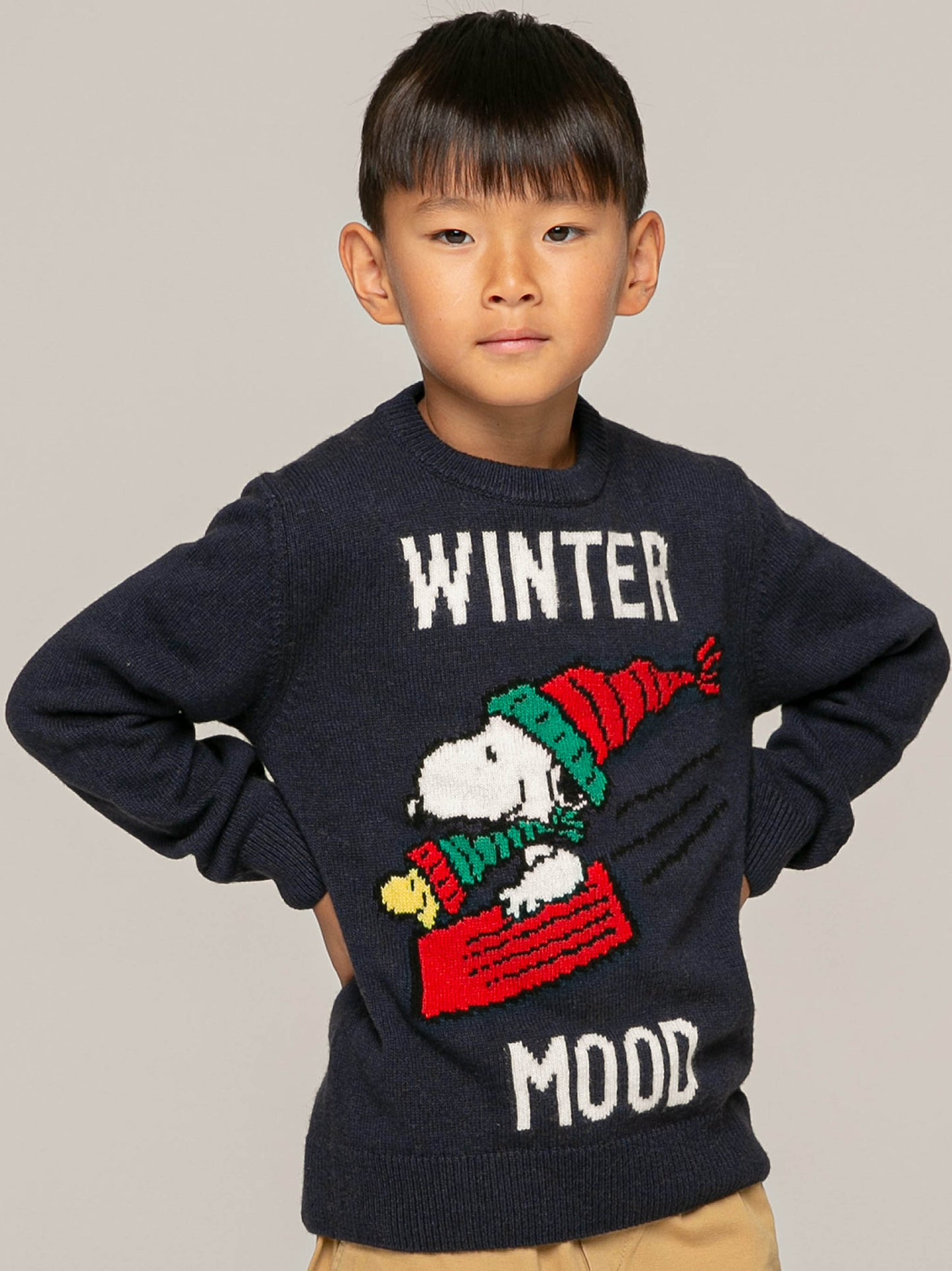 Snoopy Winter Mood print kid sweater | Peanuts™ Special Edition - MC2 Saint Barth