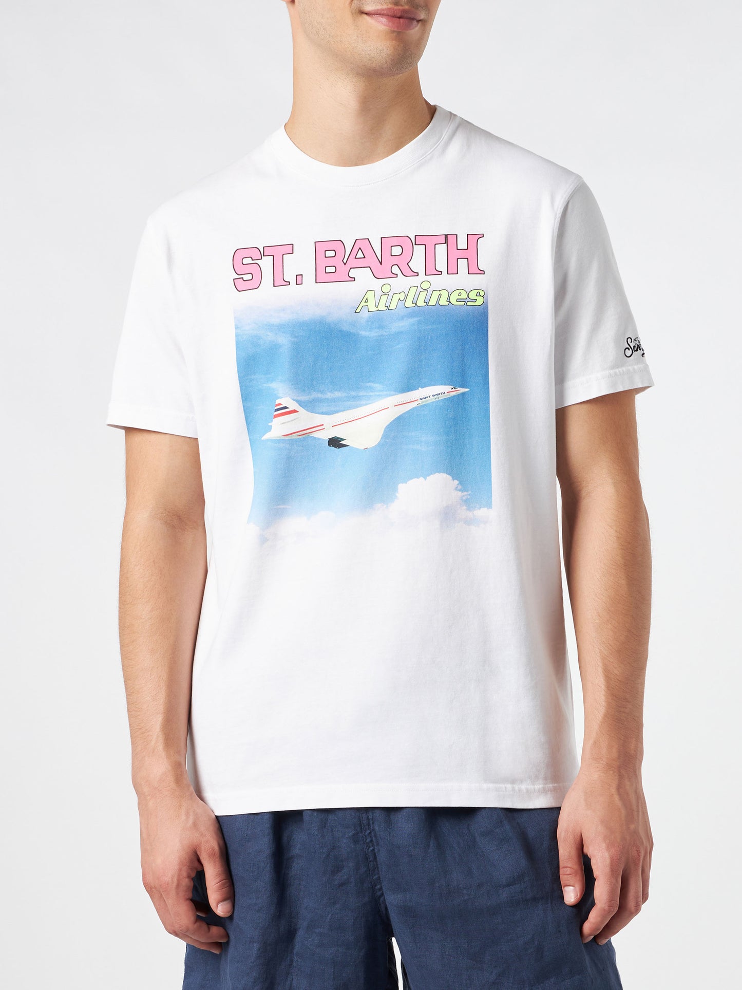 Herren-T-Shirt aus Baumwolle mit St.Barth Airlines-Aufdruck
