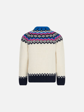 Girl sweater with nordic jacquard pattern - MC2 Saint Barth