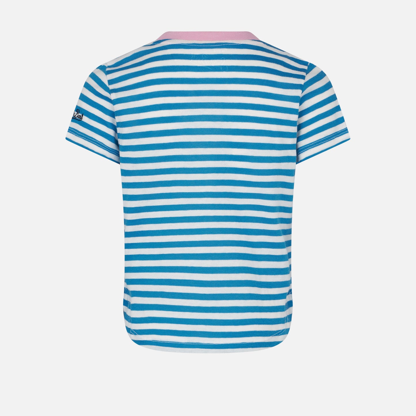 Girl striped t-shirt with Bonjour St. Barth embroidery