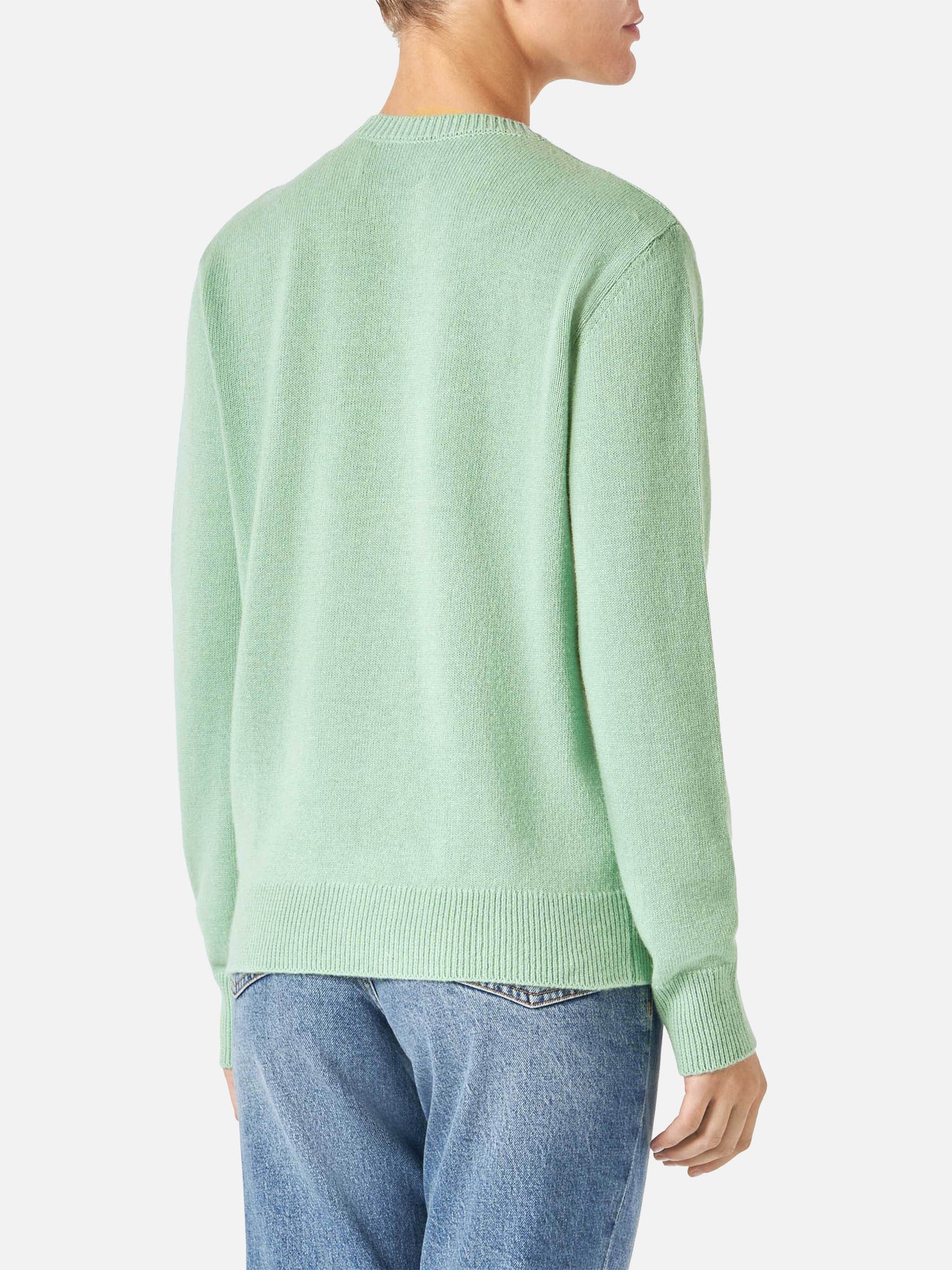 Grüner Damenpullover mit Jacquard Vorrei non vorrei ma se vuoi