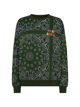 Woman cotton sweatshirt Stardust with bandanna print - MC2 Saint Barth