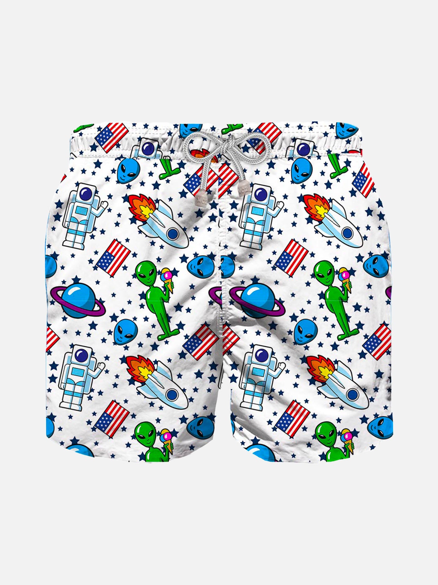 Space print boy swim shorts