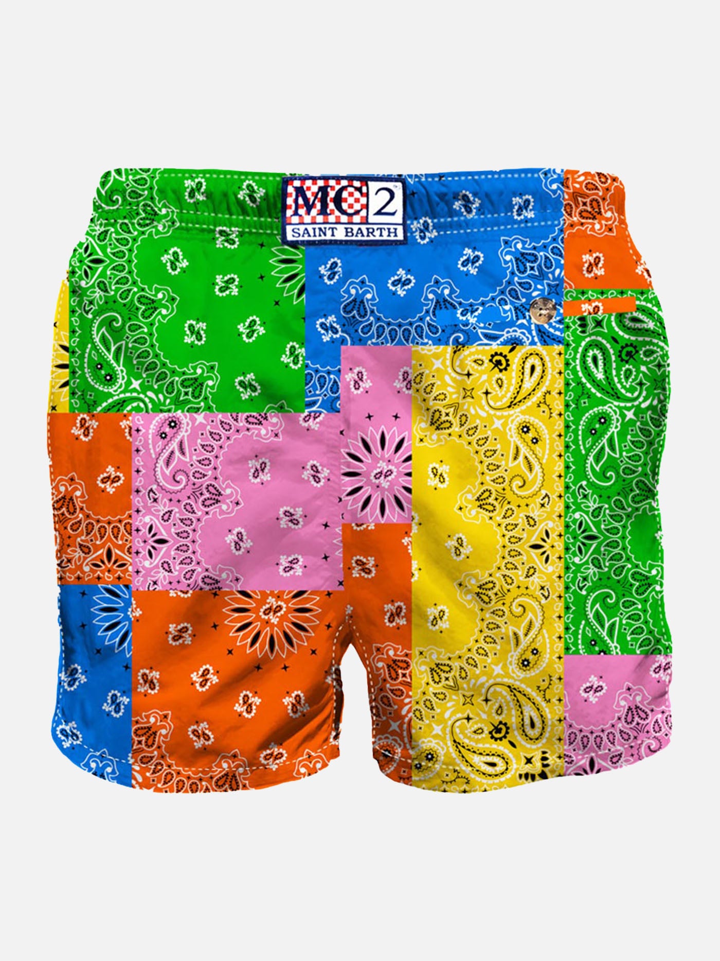 Man swim shorts with multicolor bandanna print - MC2 Saint Barth