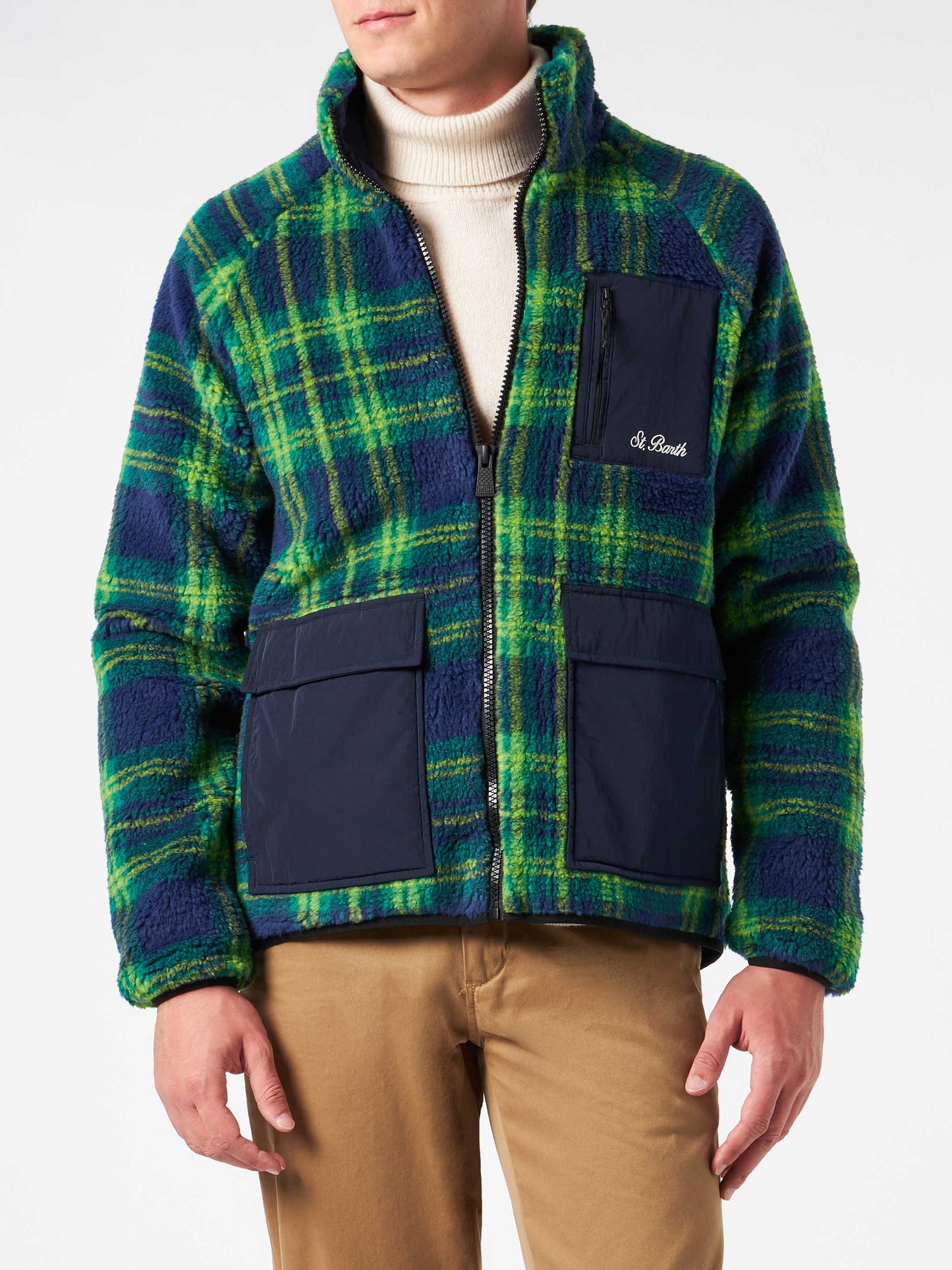 Man sherpa jacket with tartan print - MC2 Saint Barth