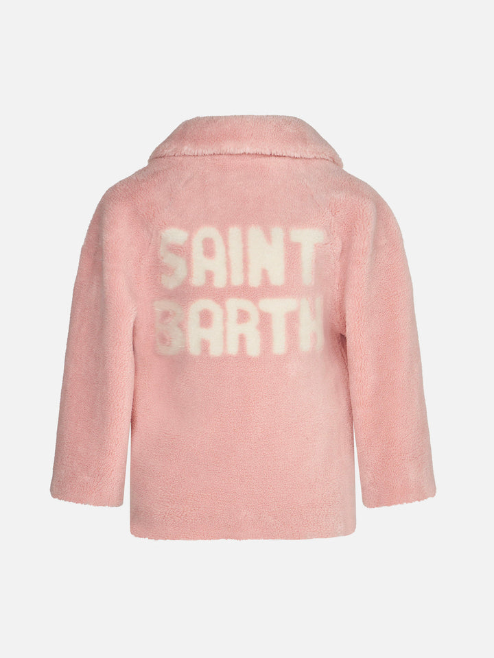 Girl coat pink teddy fabric - MC2 Saint Barth