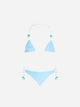 Girl light blue terry triangle bikini - MC2 Saint Barth