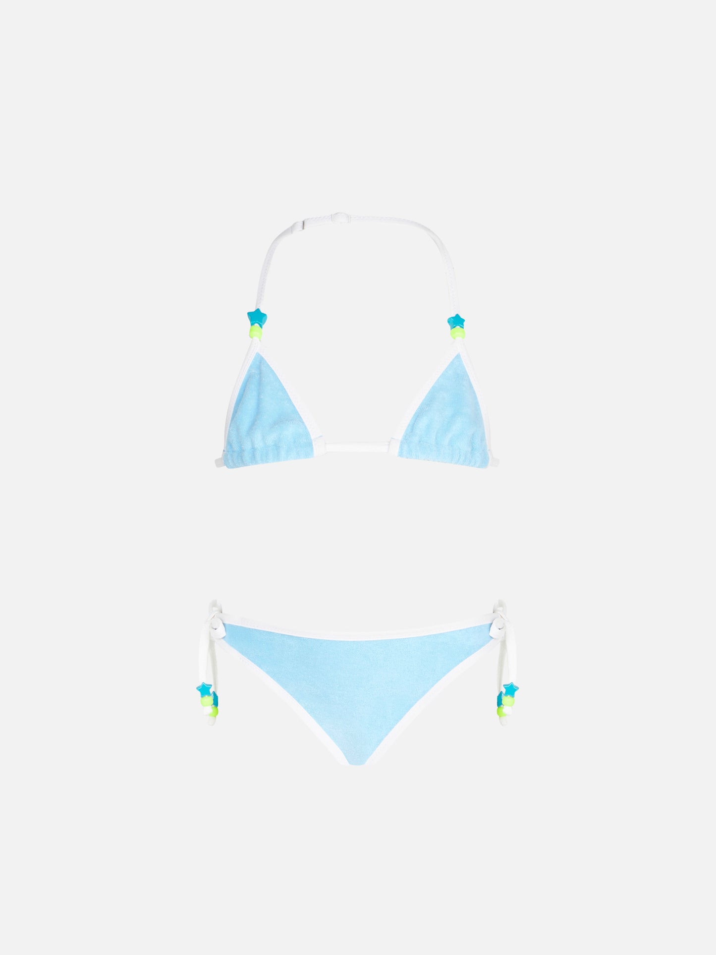 Girl light blue terry triangle bikini - MC2 Saint Barth