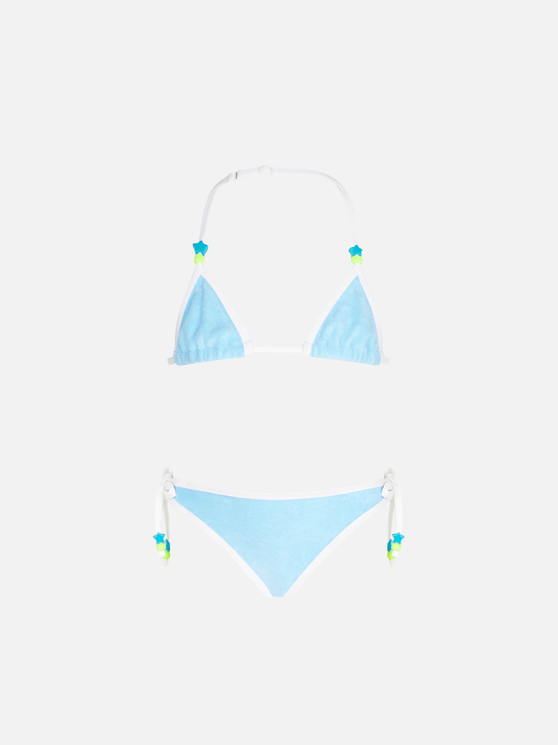 Girl light blue terry triangle bikini - MC2 Saint Barth