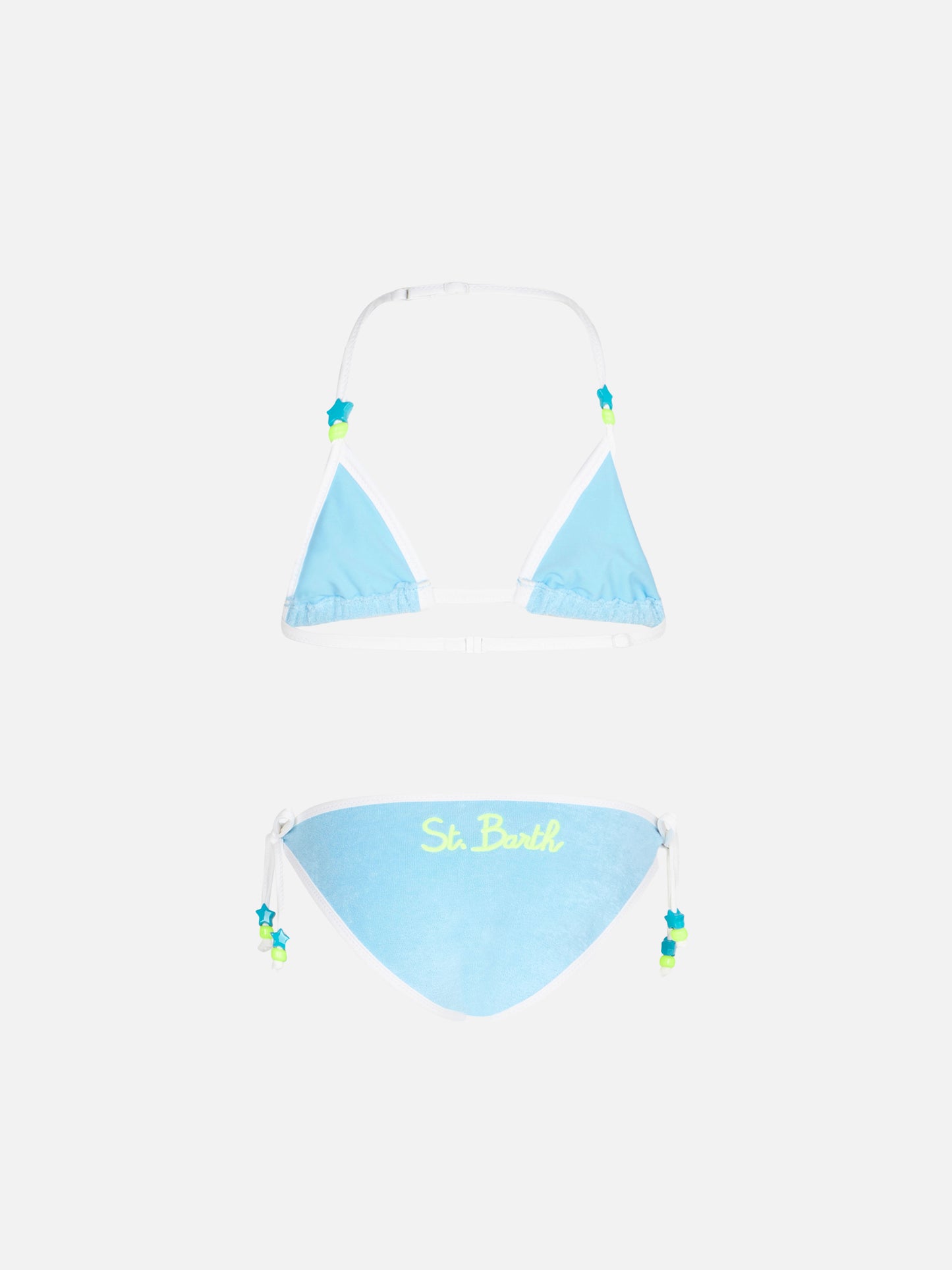 Girl light blue terry triangle bikini - MC2 Saint Barth