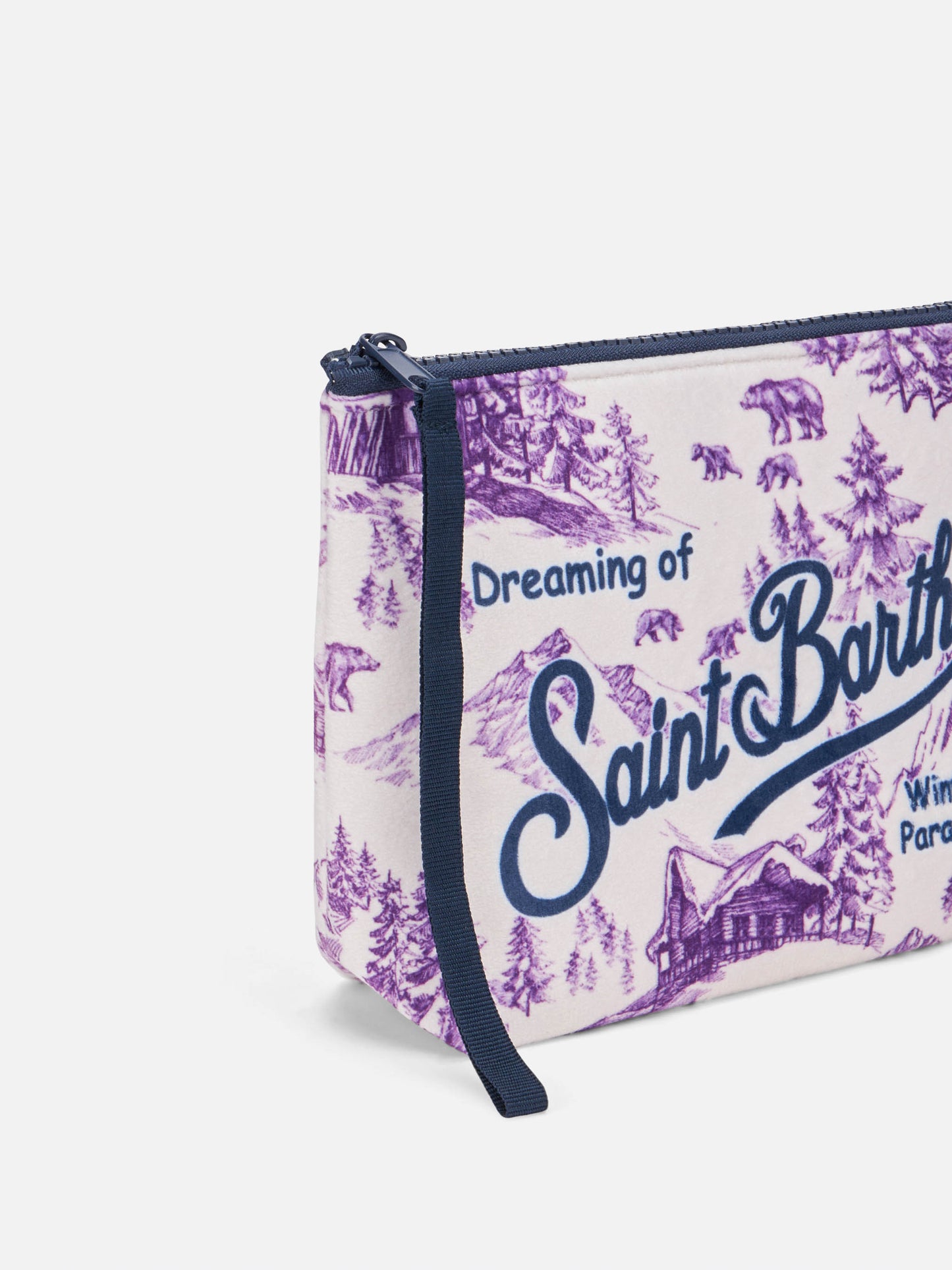 Aline wooly pochette with winter toile de jouy print