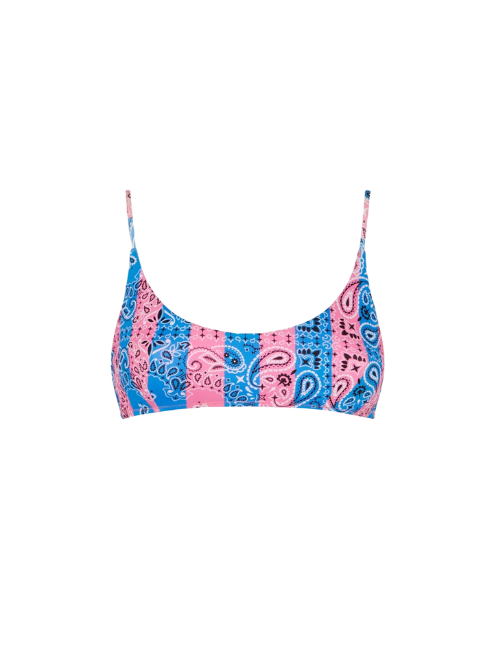 Woman bralette with striped bandanna print - MC2 Saint Barth