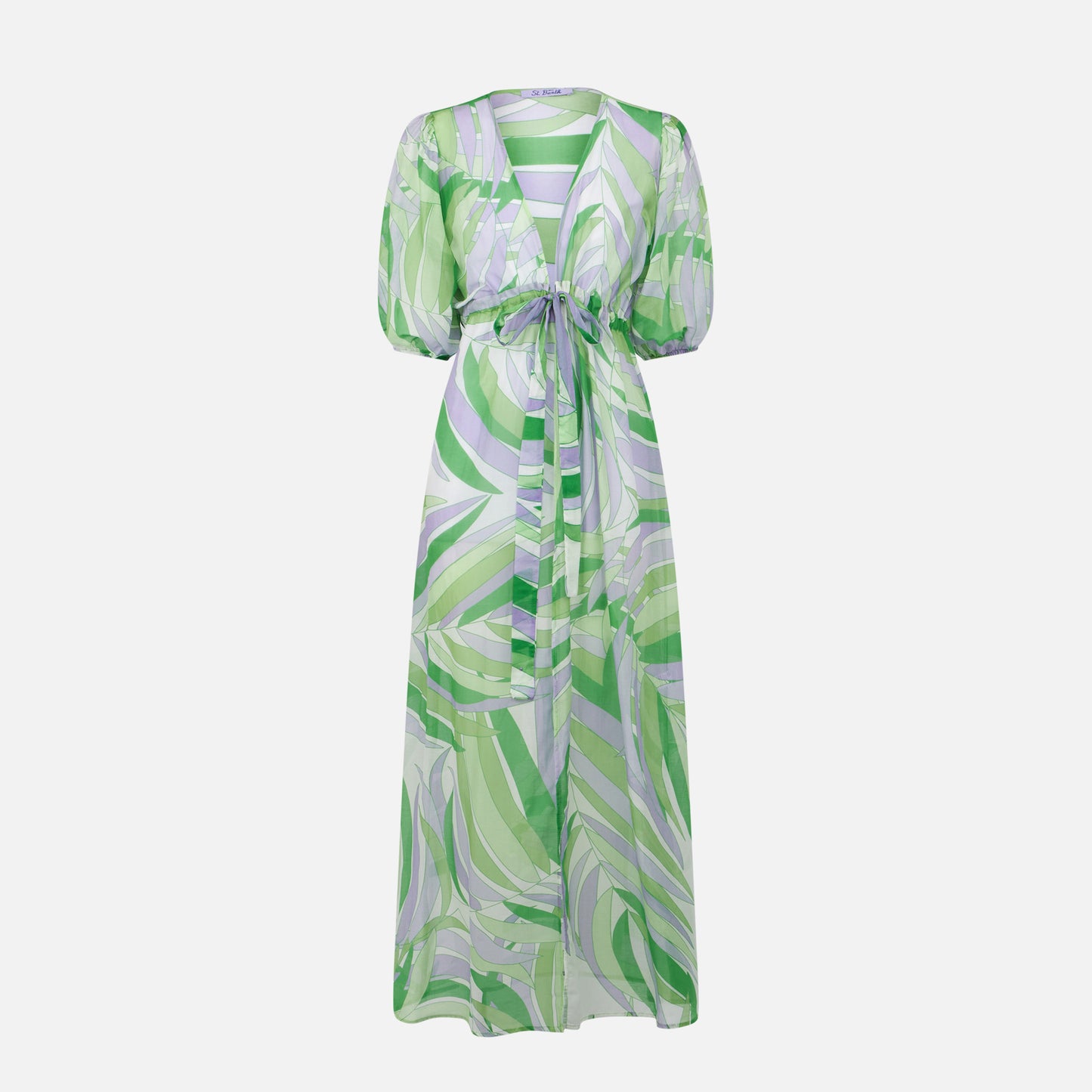 Cotton and silk long dress Bliss with palm print - MC2 Saint Barth
