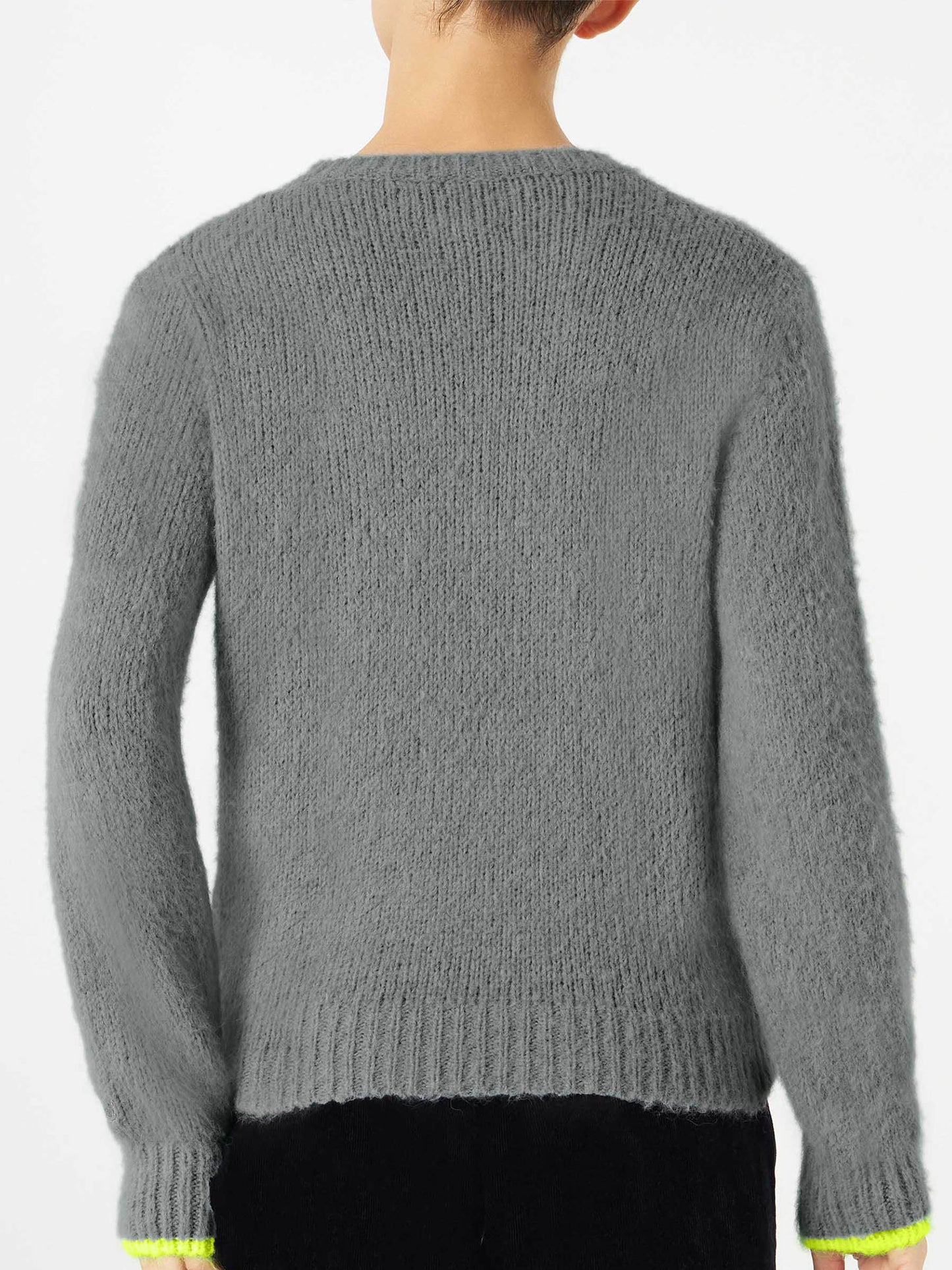 Maglione da donna garzato grigio con ricamo Mai una Gioia