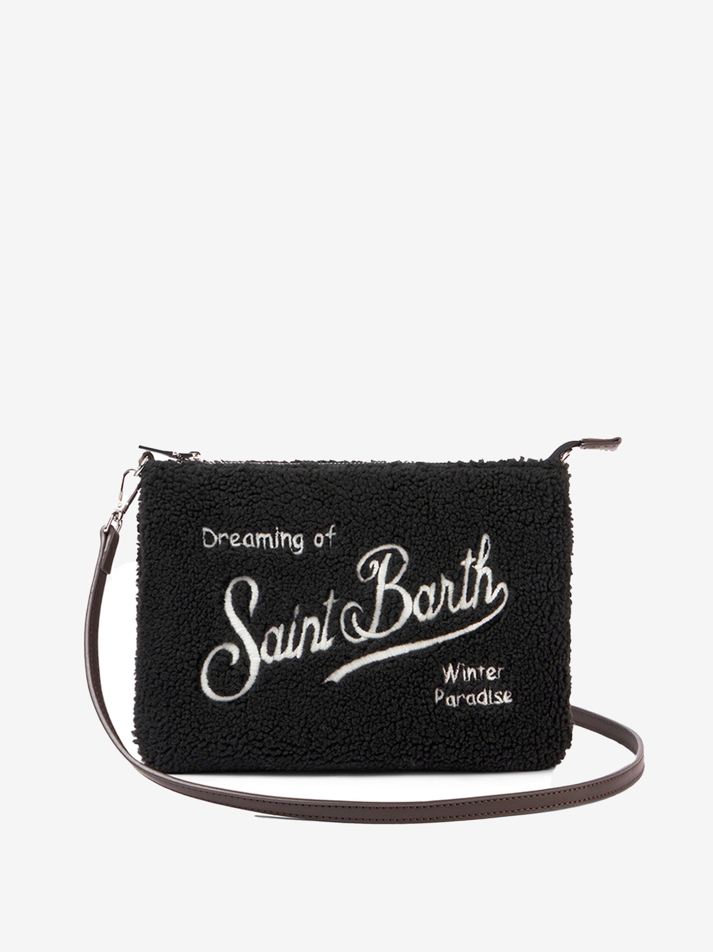 Borsa a tracolla Parisienne in sherpa nera