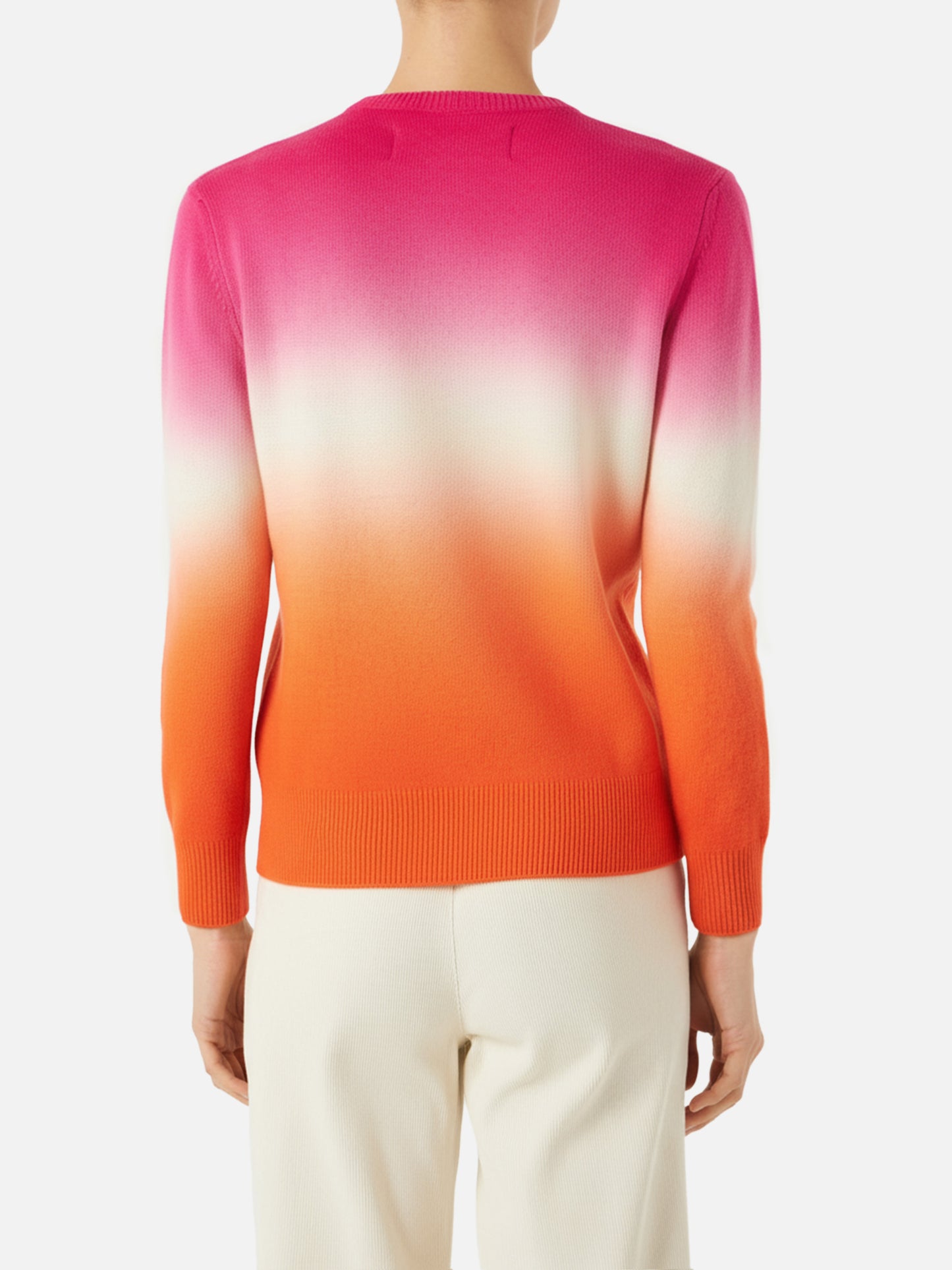 Fucsia and Orange degradé woman sweater Ancora tu writing