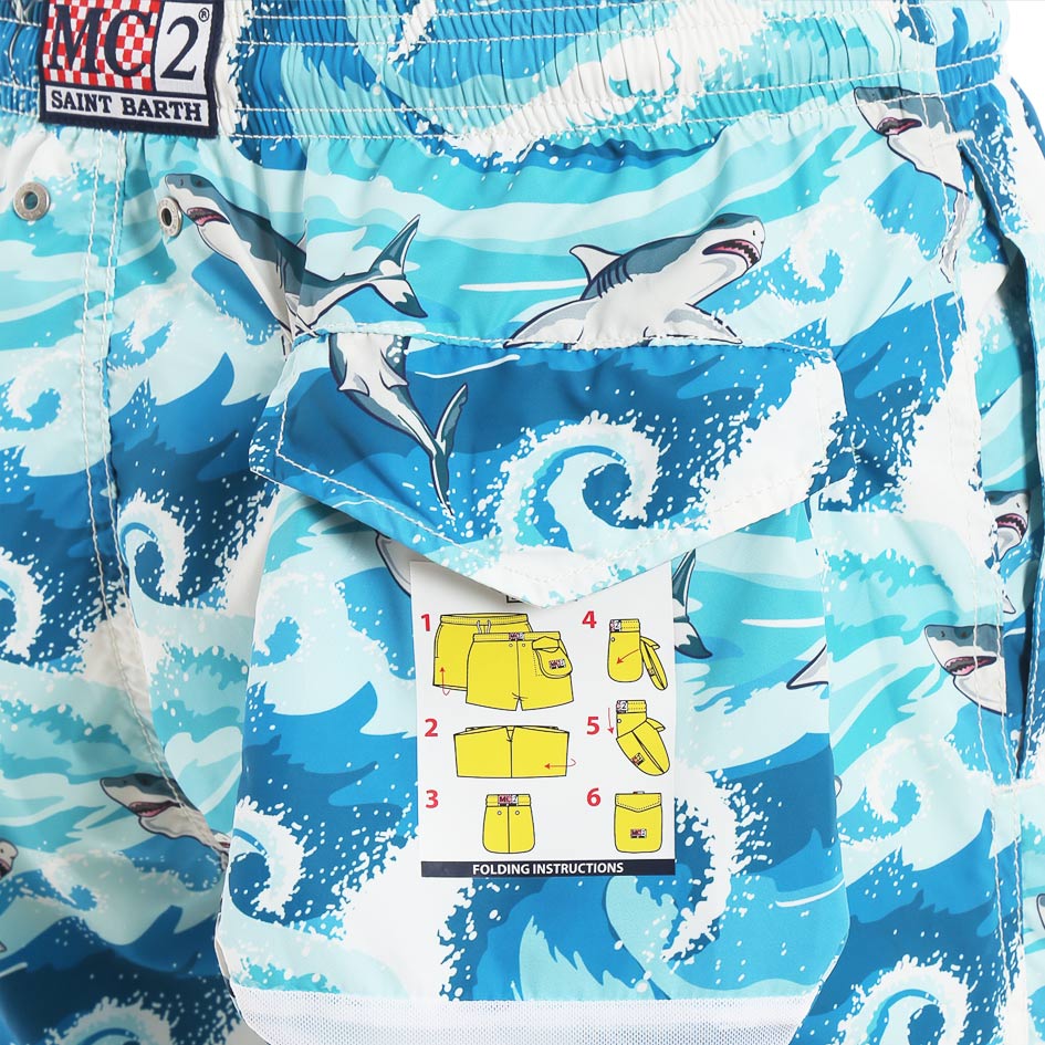 Light fabric man swim shorts sharks print - MC2 Saint Barth