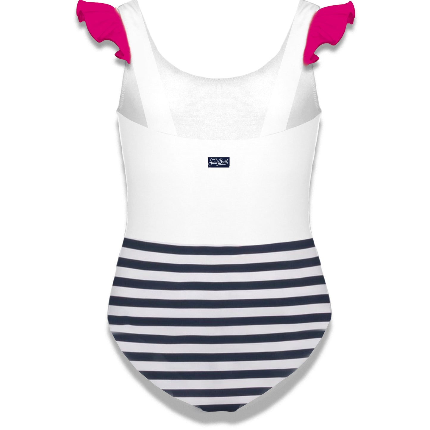 Flamingo heart print ruffled one piece