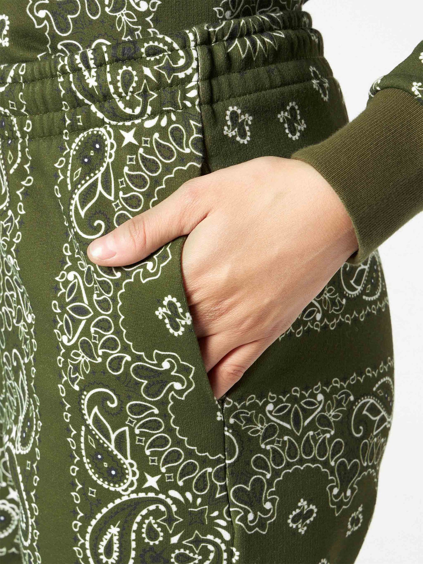 Woman fleece pants with green bandanna print - MC2 Saint Barth