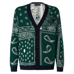 Bandanna dark green knitted cardigan with Saint Barth embroidery - MC2 Saint Barth