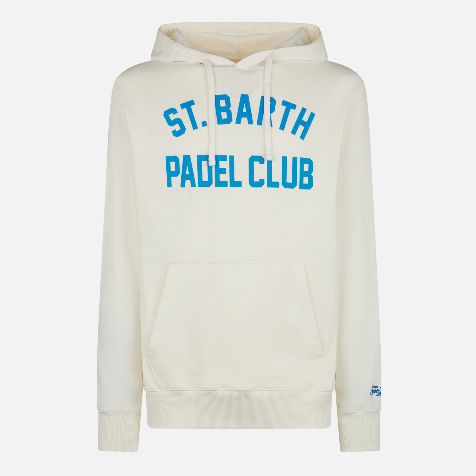 Man cotton hooded white sweatshirt with bluette St. Barth Padel Club print - MC2 Saint Barth