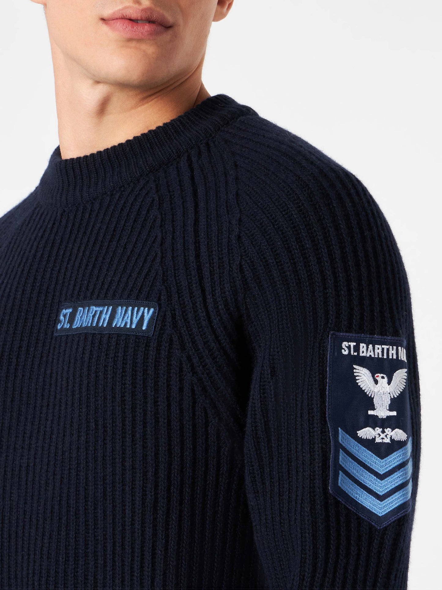 Man ribbed blue sweater - MC2 Saint Barth