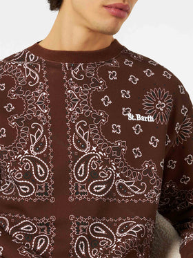 Man crewneck sweatshirt with brown bandanna print - MC2 Saint Barth