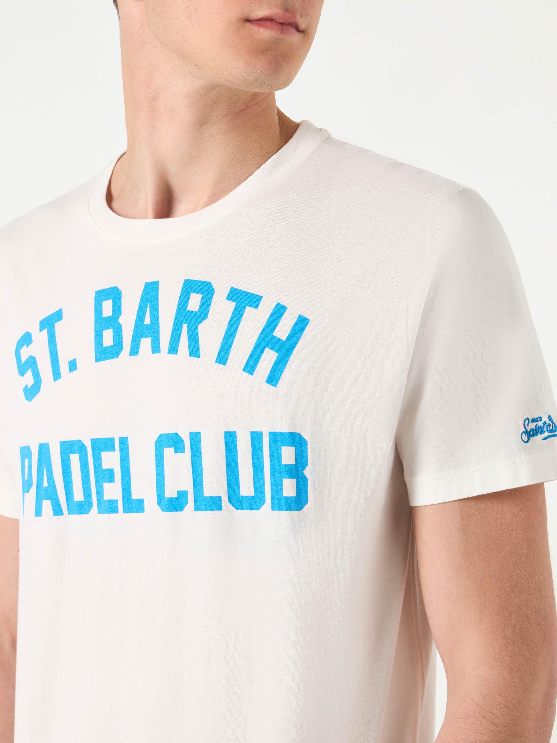 Man cotton vintage treatment t-shirt with St. Barth Padel Club print - MC2 Saint Barth