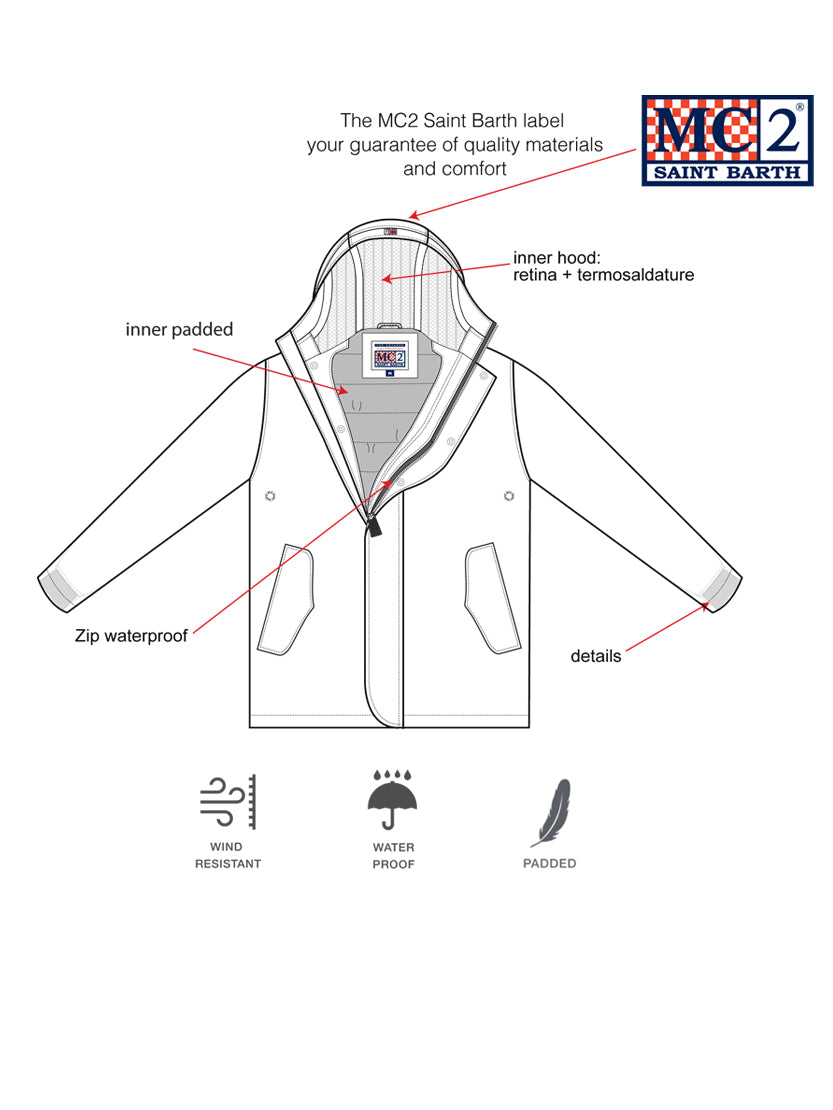 Boy hooded red parka jacket Voyager Jr - MC2 Saint Barth