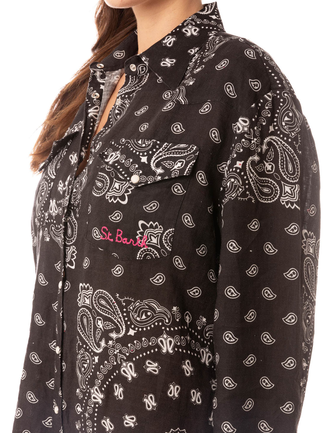 Black linen shirt with trimmings - MC2 Saint Barth