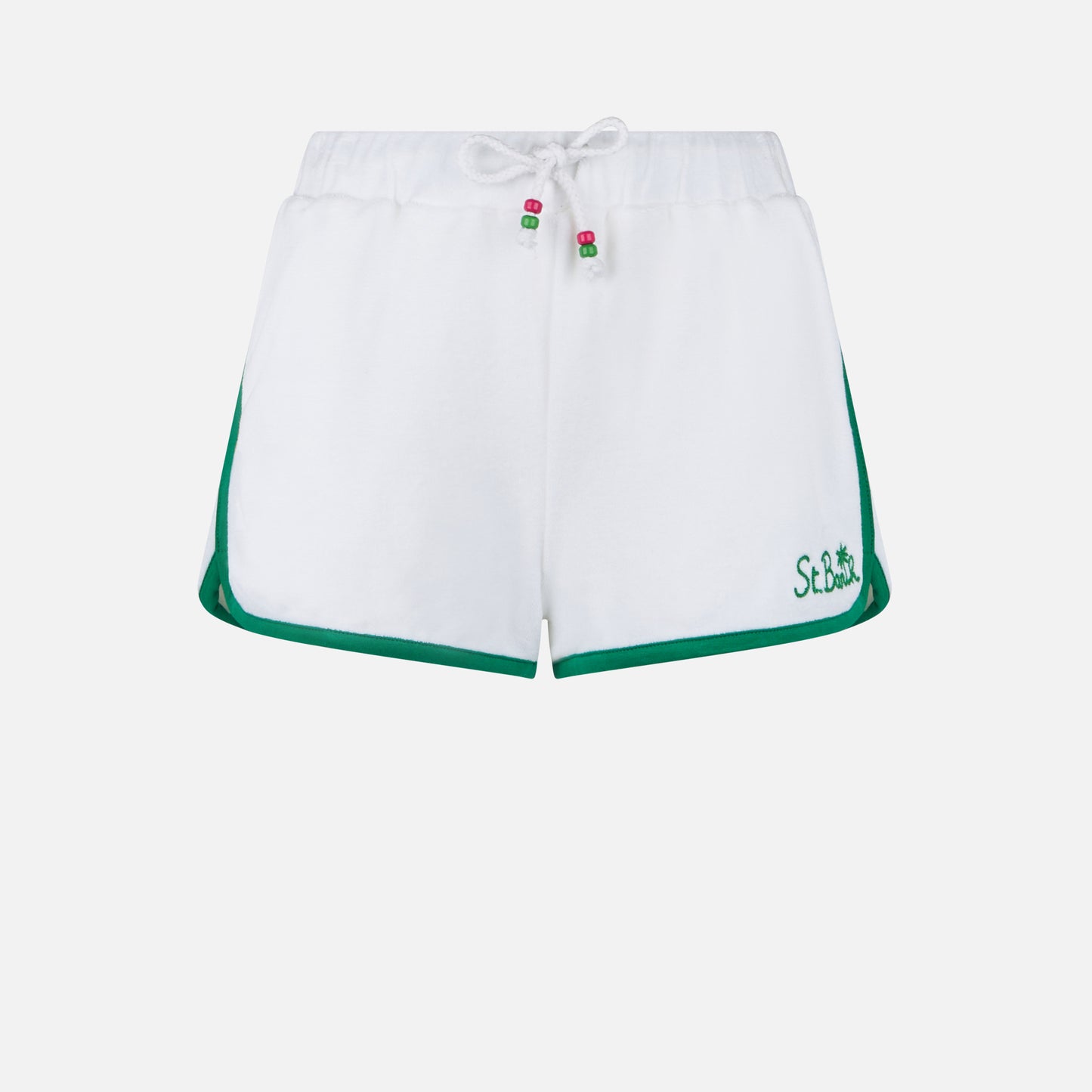 Pantaloncini corti in spugna di cotone con piping