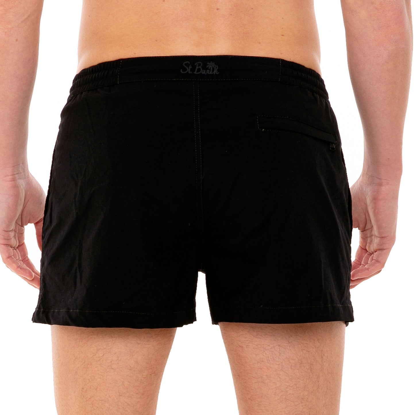 Solid black swim shorts with button front fastening - MC2 Saint Barth