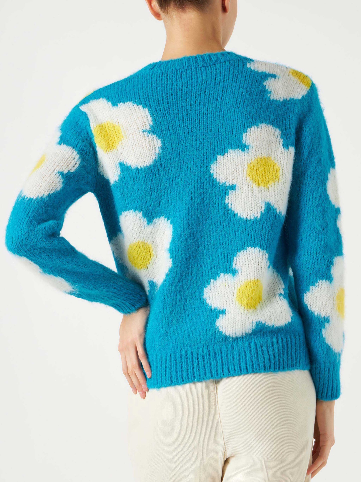 Maglione da donna garzato con margherite e ricami Summer dreamer