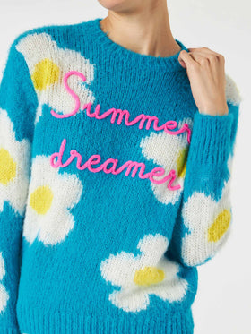 Woman brushed sweater with daisies and Summer dreamer embroidery - MC2 Saint Barth