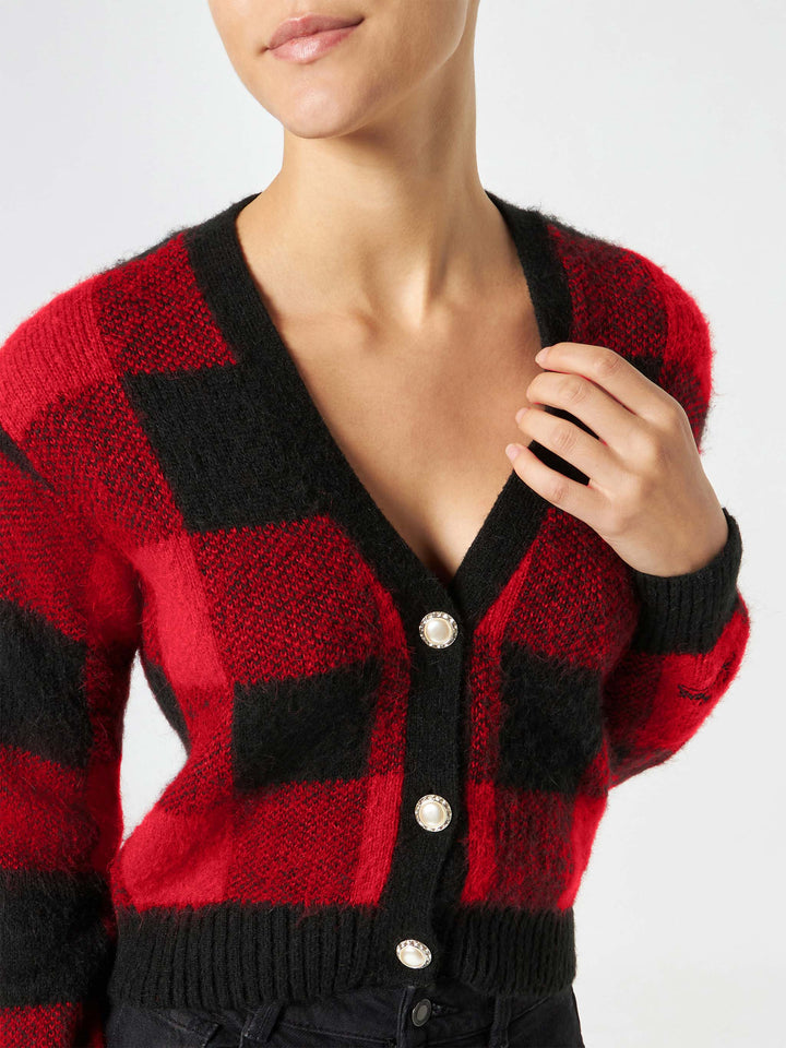 Woman short cardigan with jewel buttons and tartan print - MC2 Saint Barth