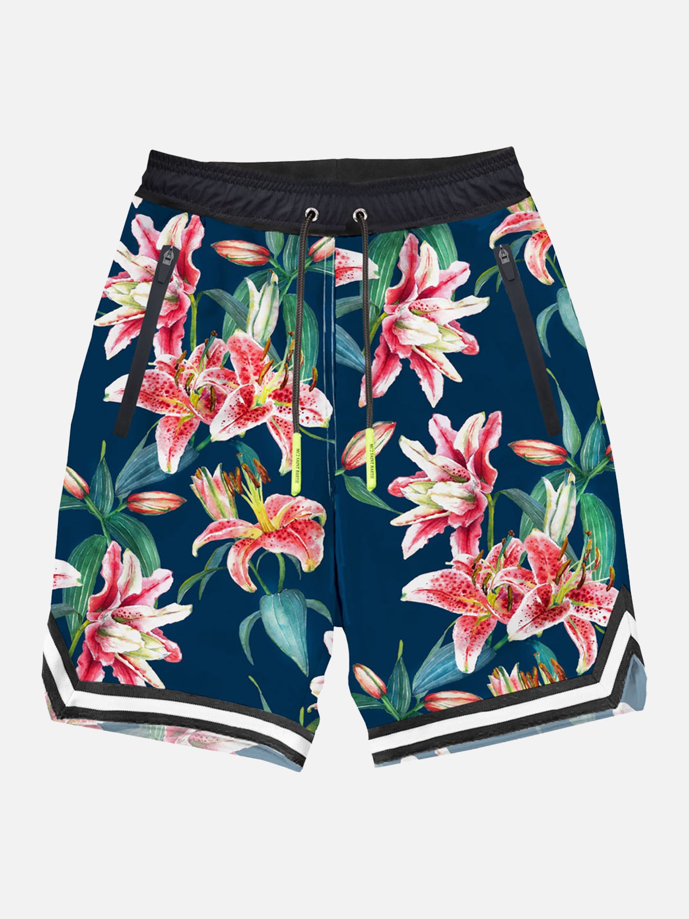 Tropical print swim shorts surf style