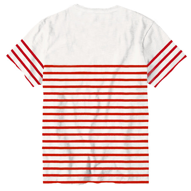Embroidered cotton t-shirt red striped