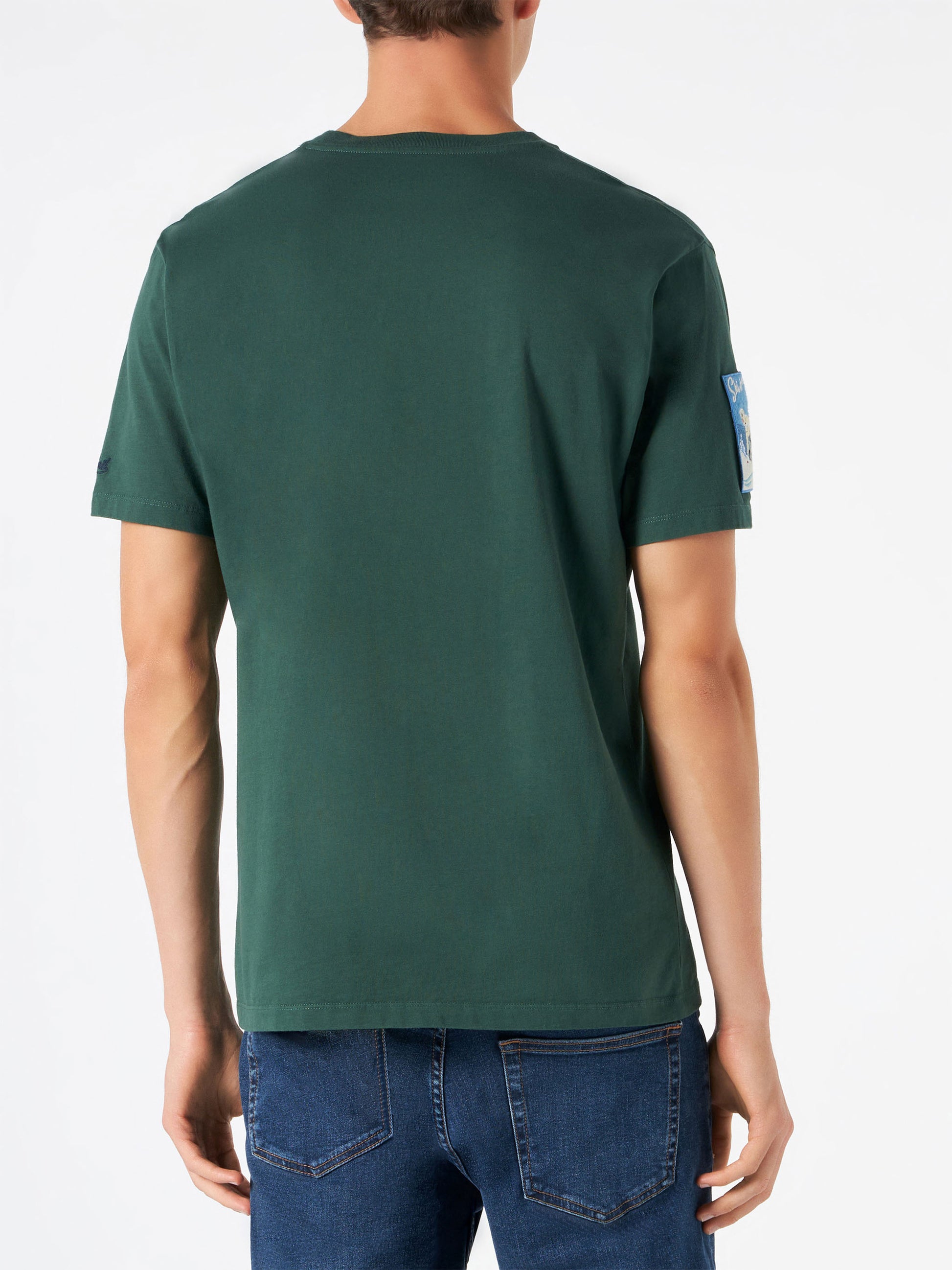 Man forest green t-shirt with patches - MC2 Saint Barth
