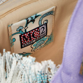 Vanity canvas shoulder bag with paisley print