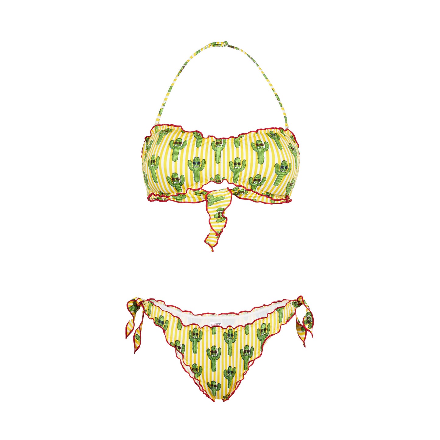 Woman bandeau bikini with cactus print